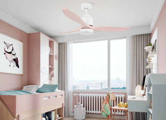 Evivak Figlia Deckenventilator 130cm mit Leuchte Rosa / Weiß