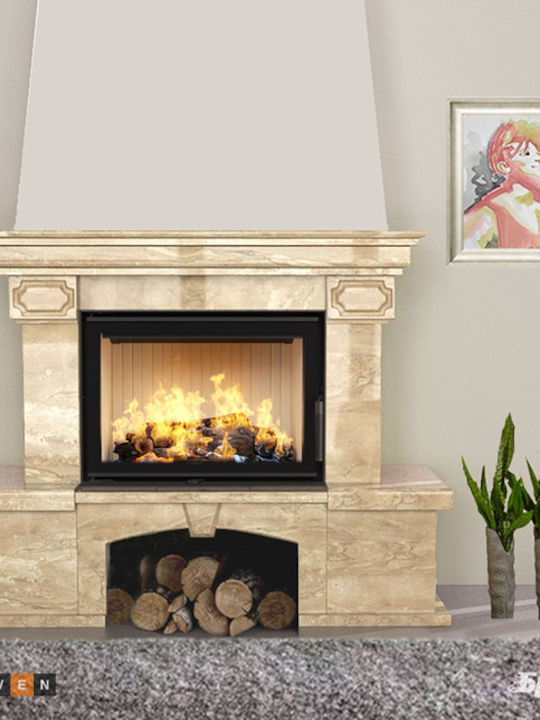Saven Energy Eco Kaminofen Holz 15.1kW Gerade mit einer zu öffnenden Tür Geschlossenes Ausdehnungsgefäß