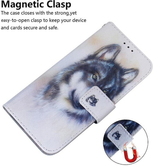 Coloured Drawing Wolf Wallet Δερματίνης Λευκό (OnePlus Nord CE 2 Lite)