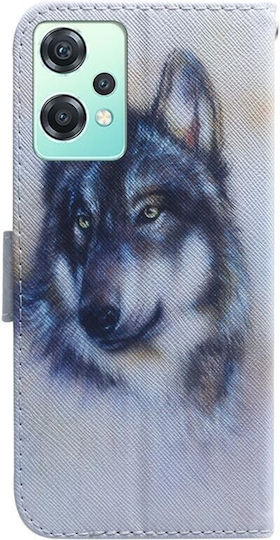 Coloured Drawing Wolf Wallet Δερματίνης Λευκό (OnePlus Nord CE 2 Lite)