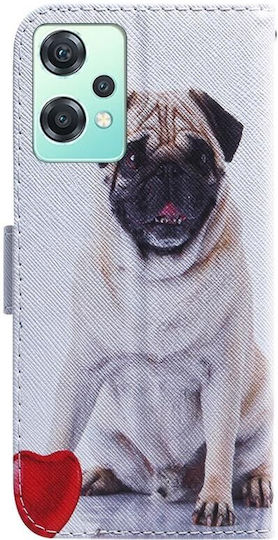 Coloured Drawing Pug Wallet Piele artificială Multicolor (OnePlus Nord CE 2 Lite 5G )