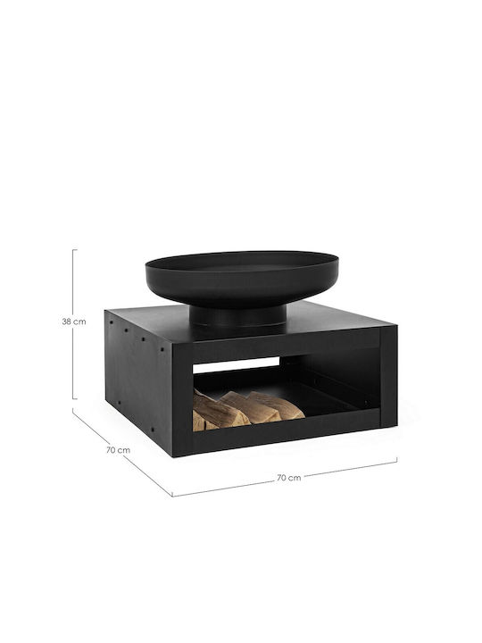 Bizzotto Firepit Log Black Gray 70x70x38cm