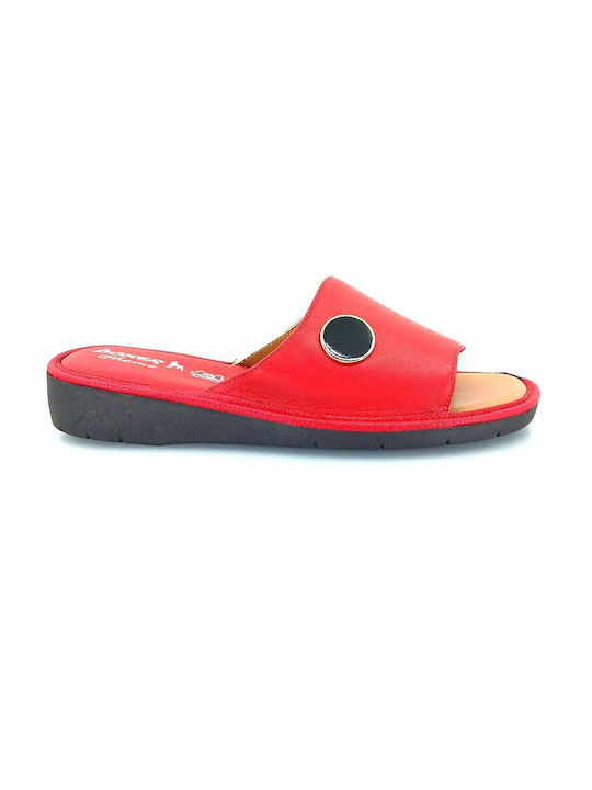 Boxer Leather Women's Flat Sandals in Red Color