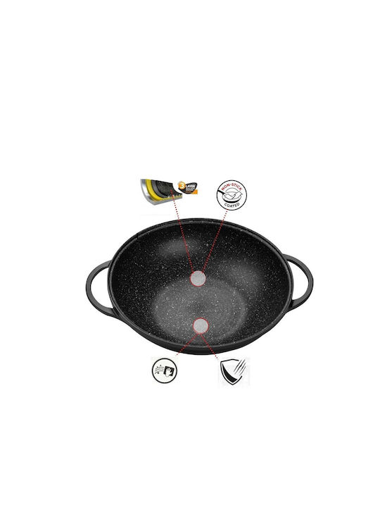 Cheffinger Wok από Αλουμίνιο Με Καπάκι με Επίστρωση από Πέτρα 36cm
