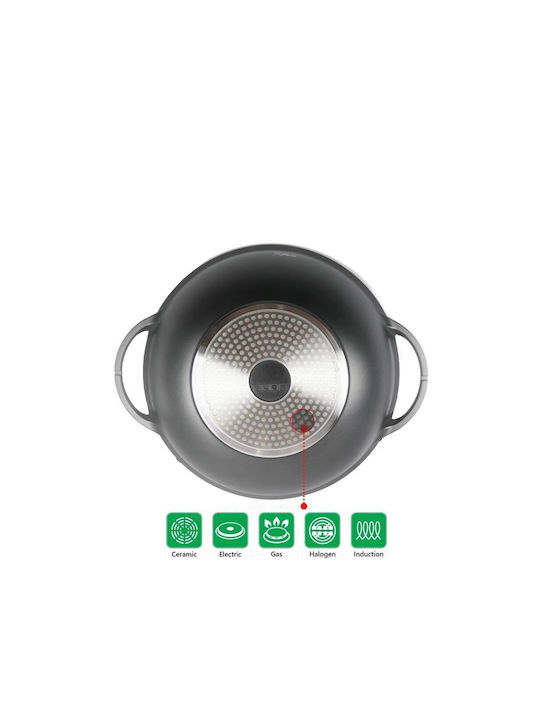 Cheffinger Wok από Αλουμίνιο Με Καπάκι με Επίστρωση από Πέτρα 36cm