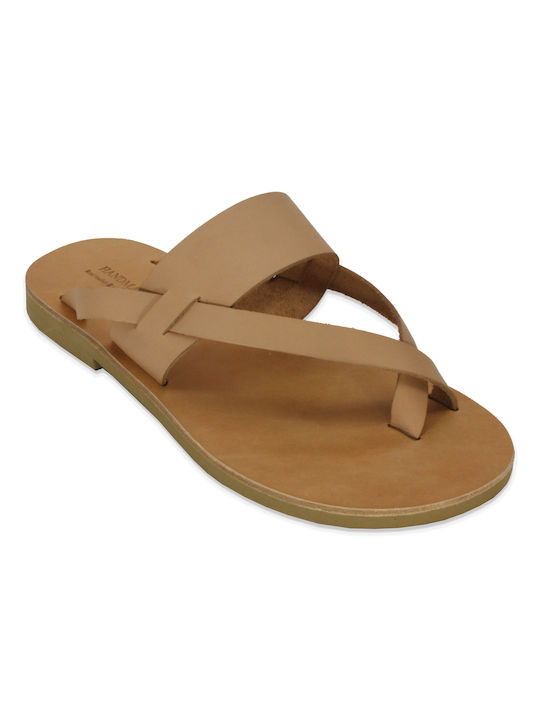 Men's leather sandal in natural color