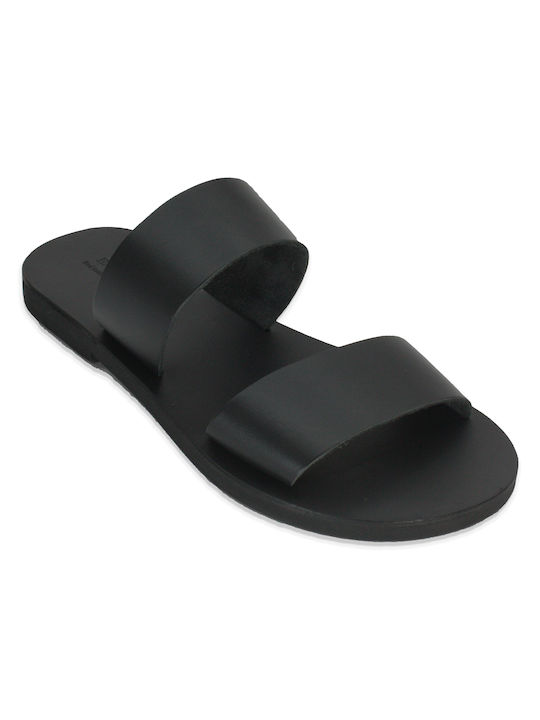 Men's leather sandal in black color