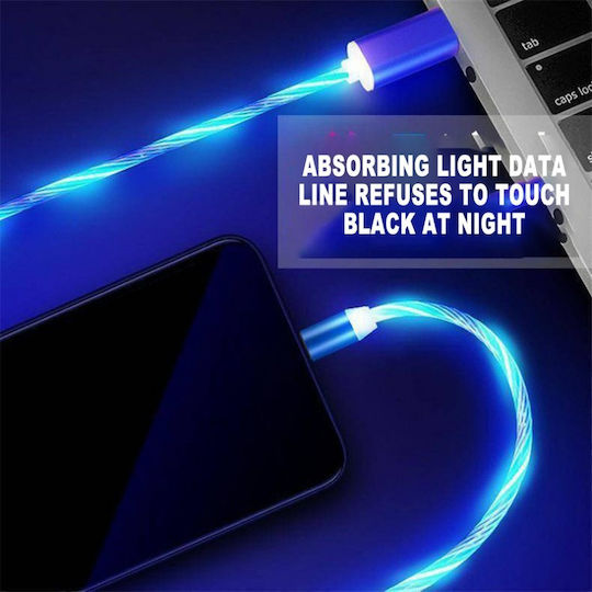 Techsuit LED USB to Lightning / Type-C / micro USB Cable Λευκό 1m (KF232283)