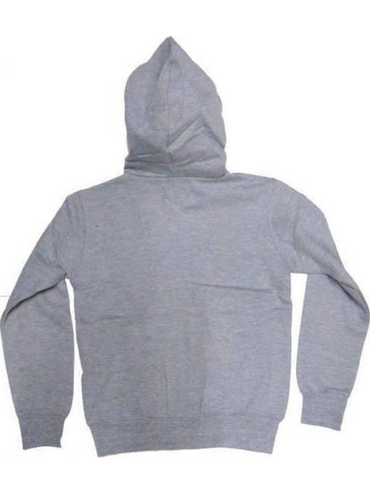 Fleece Kids Sweatshirt Cardigan with Hood and Pockets Grey