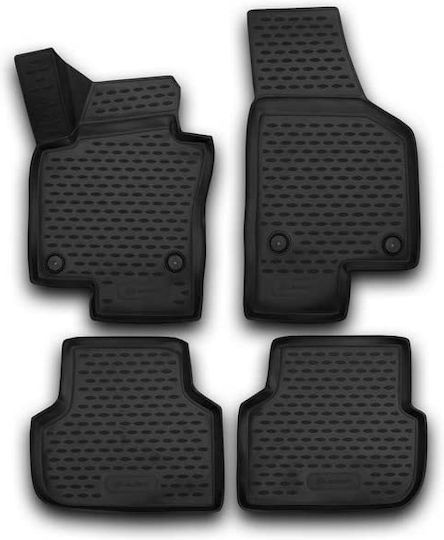 Novline Set of Front and Rear Mats 4pcs Tray Type for Volkswagen Jetta 4D 2010-2018 Black
