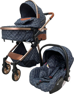 ForAll Monaco 3 in 1 3 in 1 Baby Stroller Suitable for Newborn Navy Blue