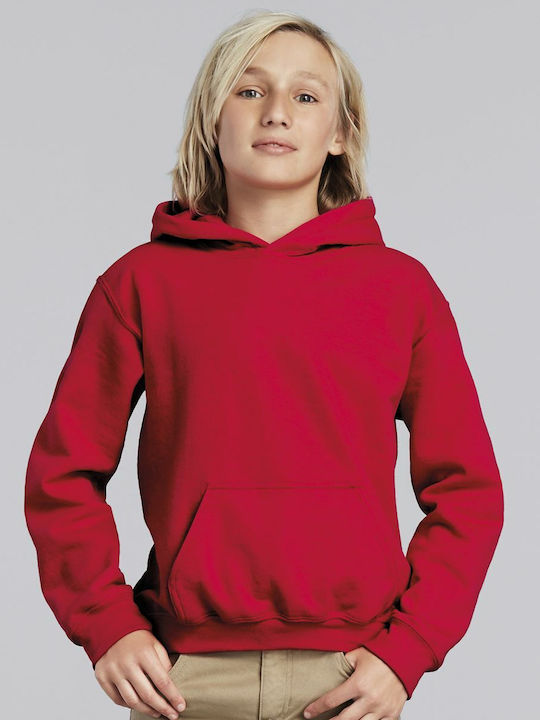 Gildan Kinder Sweatshirt mit Kapuze und Taschen Rot