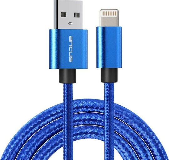 Ancus Flow Plus E54 Braided USB-A to Lightning Cable Μπλε 1m (35126)
