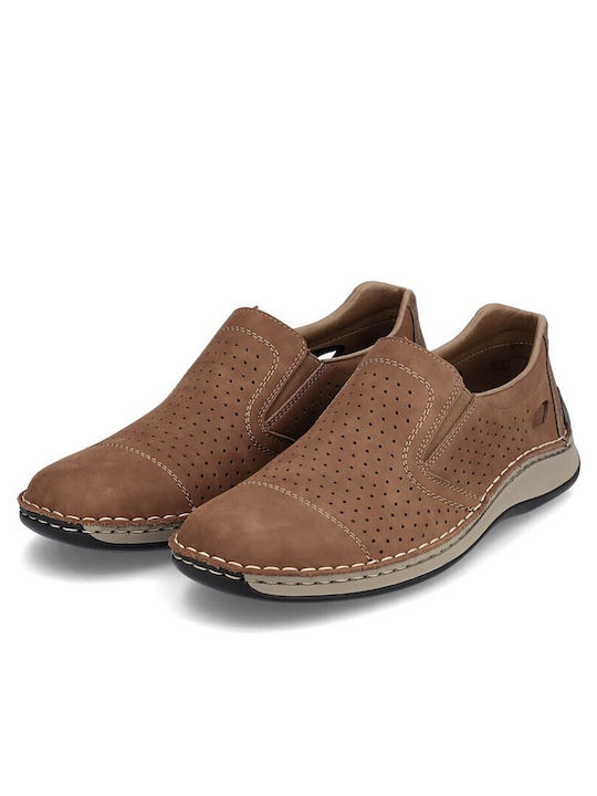 Rieker Δερμάτινα Ανδρικά Slip-On Καφέ