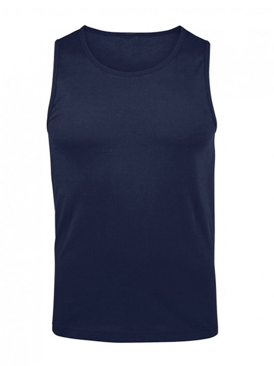 Men's Sleeveless Blouse Navy Blue 100% Cotton