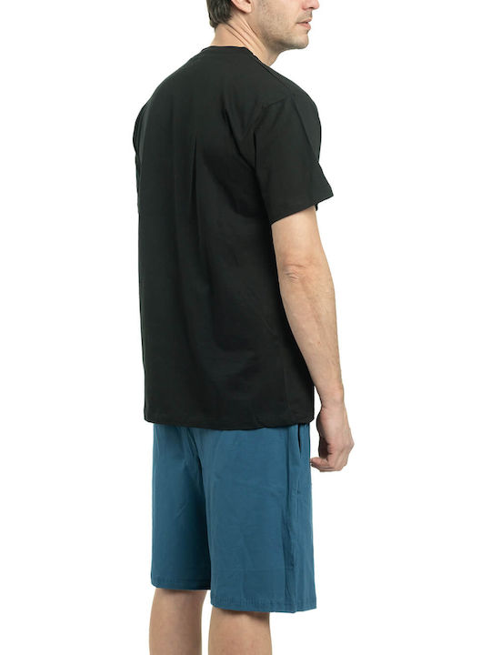 Koyote Men's Summer Cotton Pajamas Set Black