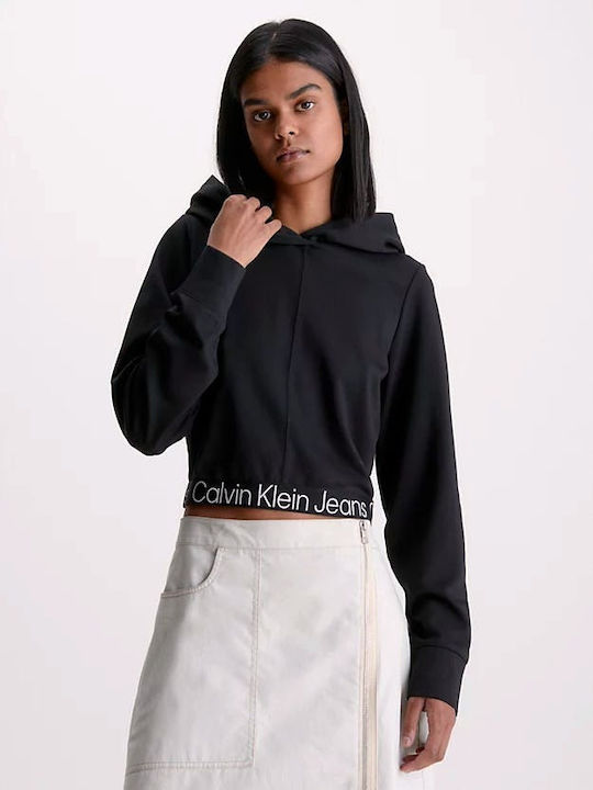 Cropped Women's Sweatshirt Hooded Black