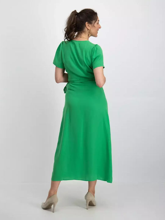 Only Καλοκαιρινό Midi Φόρεμα Κρουαζέ Πράσινο