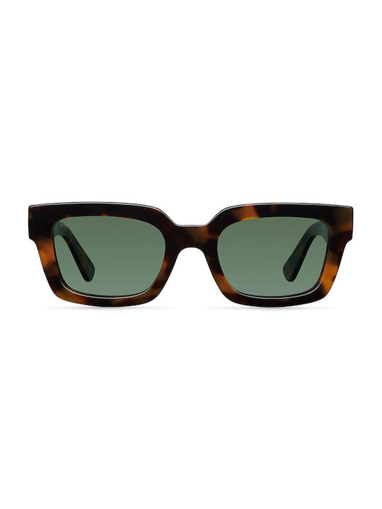 Meller Alika Sunglasses with Brown Acetate Frame and Green Polarized Lenses Caramel Olive