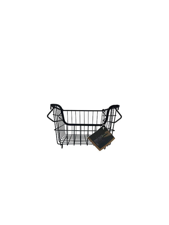 Decorative Basket Metallic with Handles Black 26x19x17cm