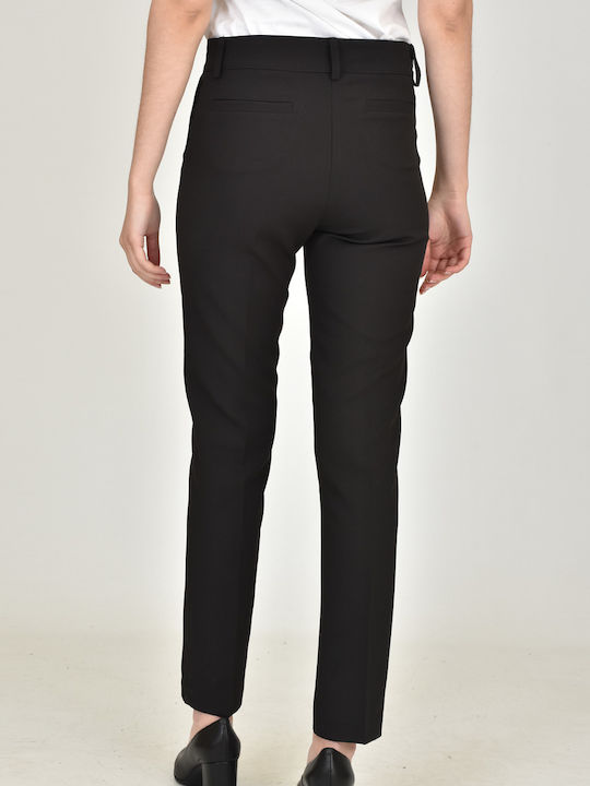 Forel Women's Crepe Trousers in Straight Line Black