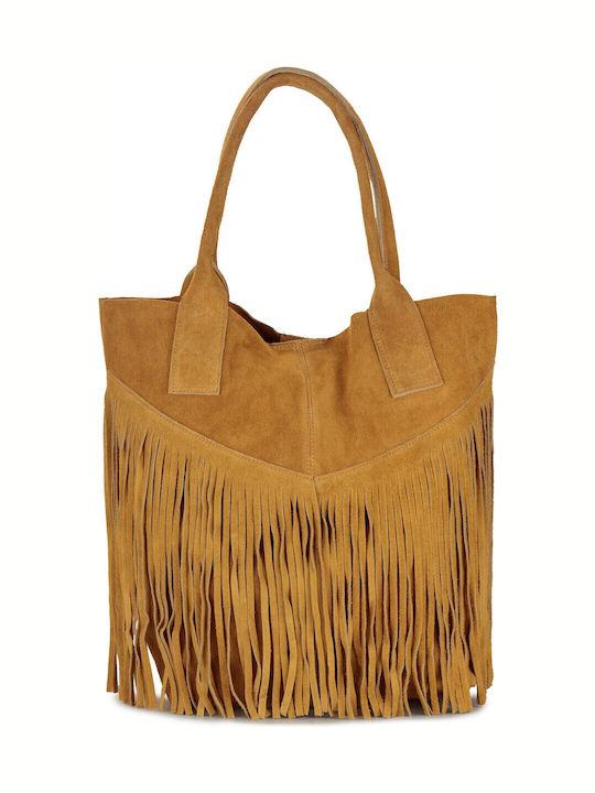 Set Leather Women's Bag Shopper Shoulder Tabac Brown