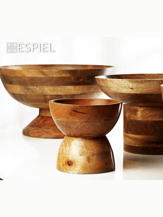 Espiel Mango Decorative Bowl Pedestal Brown 38x38x24cm