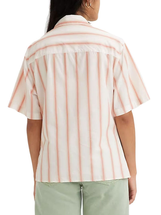 Levi's Alfie Women's Striped Short Sleeve Shirt Pink