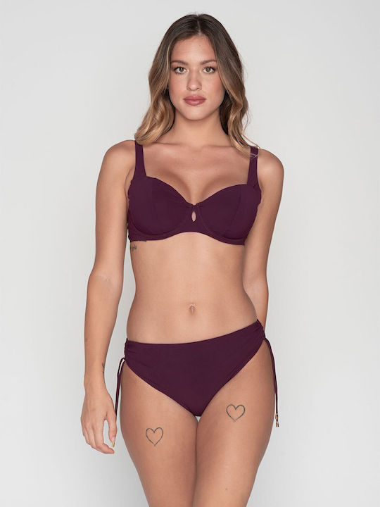 Underwire Bikini Bra Blue Sense with Adjustable Straps Dark Purple