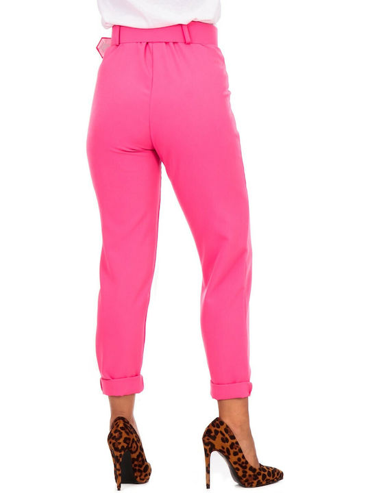 Silia D Women's High-waisted Fabric Trousers Fuchsia