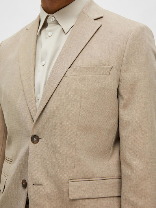 Men's Winter Suit Jacket Slim Fit Beige