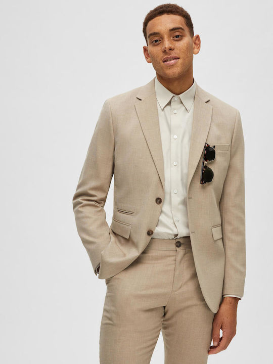 Men's Winter Suit Jacket Slim Fit Beige