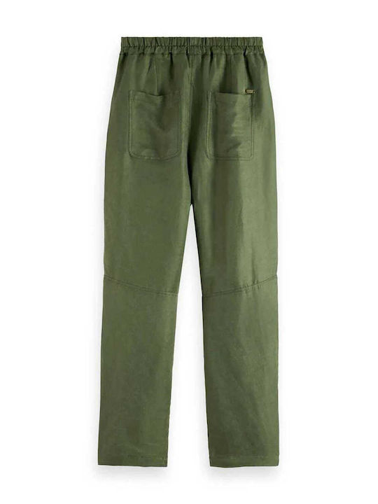 Scotch & Soda Lou Women's Fabric Trousers in Straight Line Green