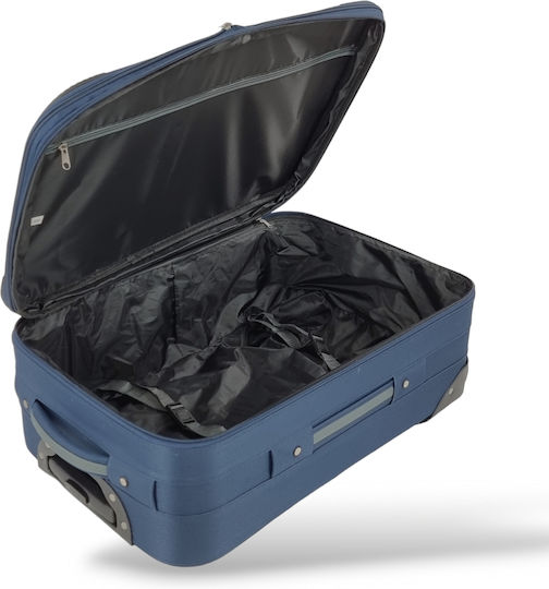 Forecast Travel Suitcases Fabric Blue with 2 Wheels Set of 3pcs