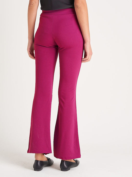 InShoes Women's High-waisted Fabric Trousers Flare Fuchsia