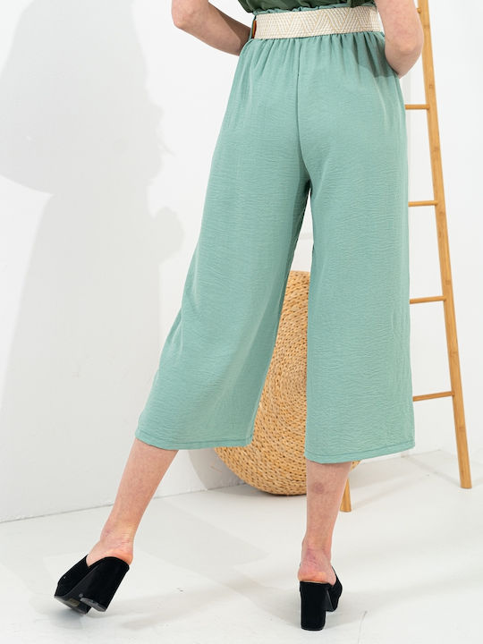 InShoes Women's High-waisted Fabric Trousers Green