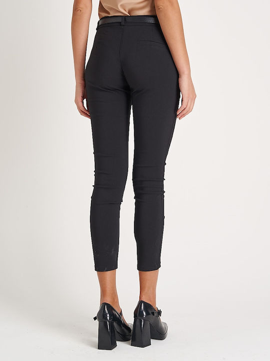 InShoes Femei Tesatura Capri Pantaloni Negru