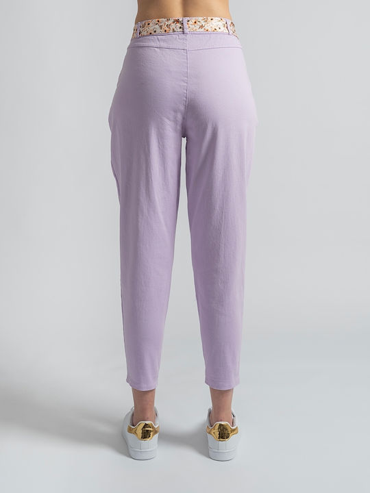 InShoes Femei Bumbac Pantaloni Floral Violet