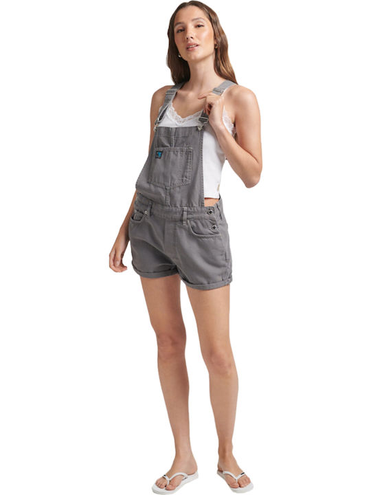 Vintage Canvas Damen Jumpsuit Denim Workwear Grey