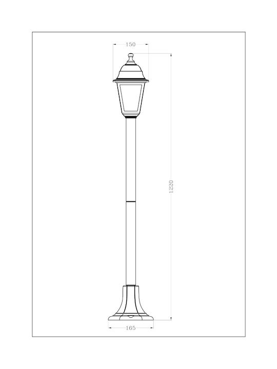 Avide AOPLL-1XE27-BLA Außenstehlampe für Außenbereich IP44 für Lampenbirnensockel Schwarz