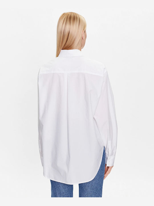 Calvin Klein Langärmelig Damen Hemd White Monochrom