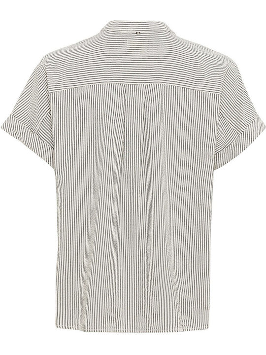 Camel Active Women's Striped Short Sleeve Shirt Gray