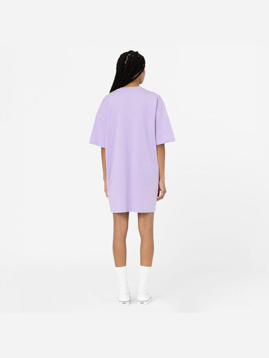 Dickies Καλοκαιρινό Mini Αθλητικό Φόρεμα T-shirt Κοντομάνικο Μωβ