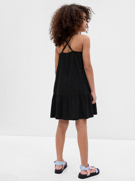 Tiered Rochie pentru Copii Fără mâneci Negru