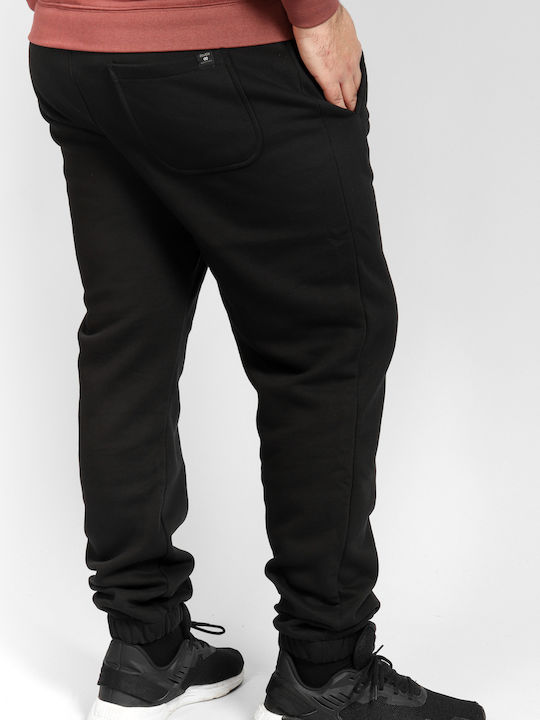 Double Men's Fleece Sweatpants with Rubber Black