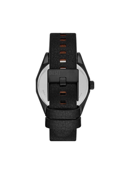 Diesel Watch Battery with Black Leather Strap