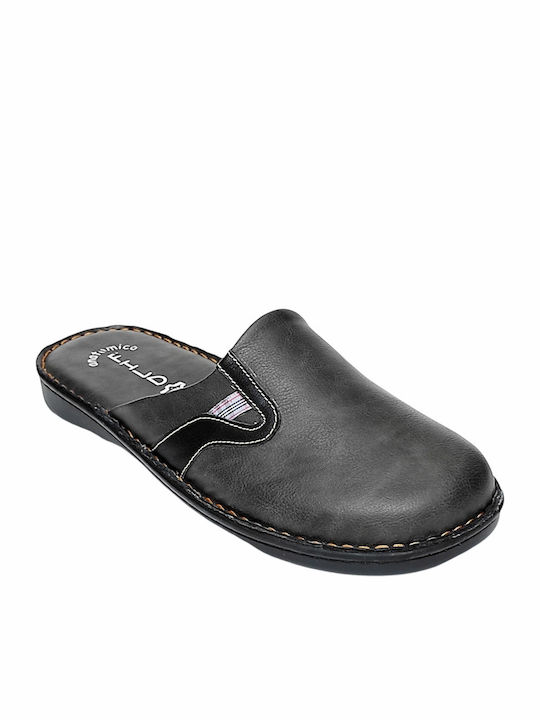 Fild Anatomic Men's Leather Slippers Dark Grey