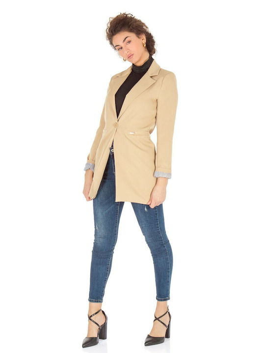 Silia D Long Women's Blazer Beige