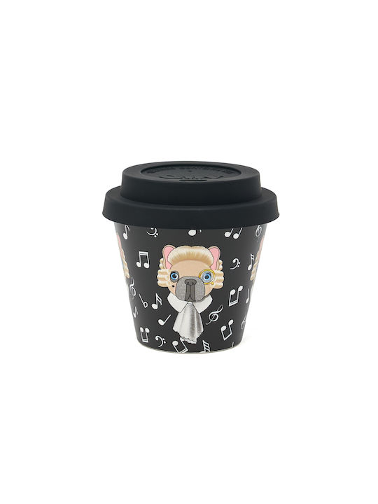 QuyCup Κούπα Πλαστική με Καπάκι Μαύρη 90ml