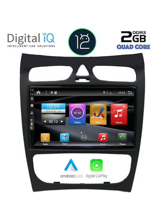 Digital IQ Car Audio System for Mercedes-Benz CLK Class 2000-2004 (Bluetooth/USB/AUX/WiFi/GPS/Apple-Carplay/Android-Auto/CD) with Touch Screen 9"